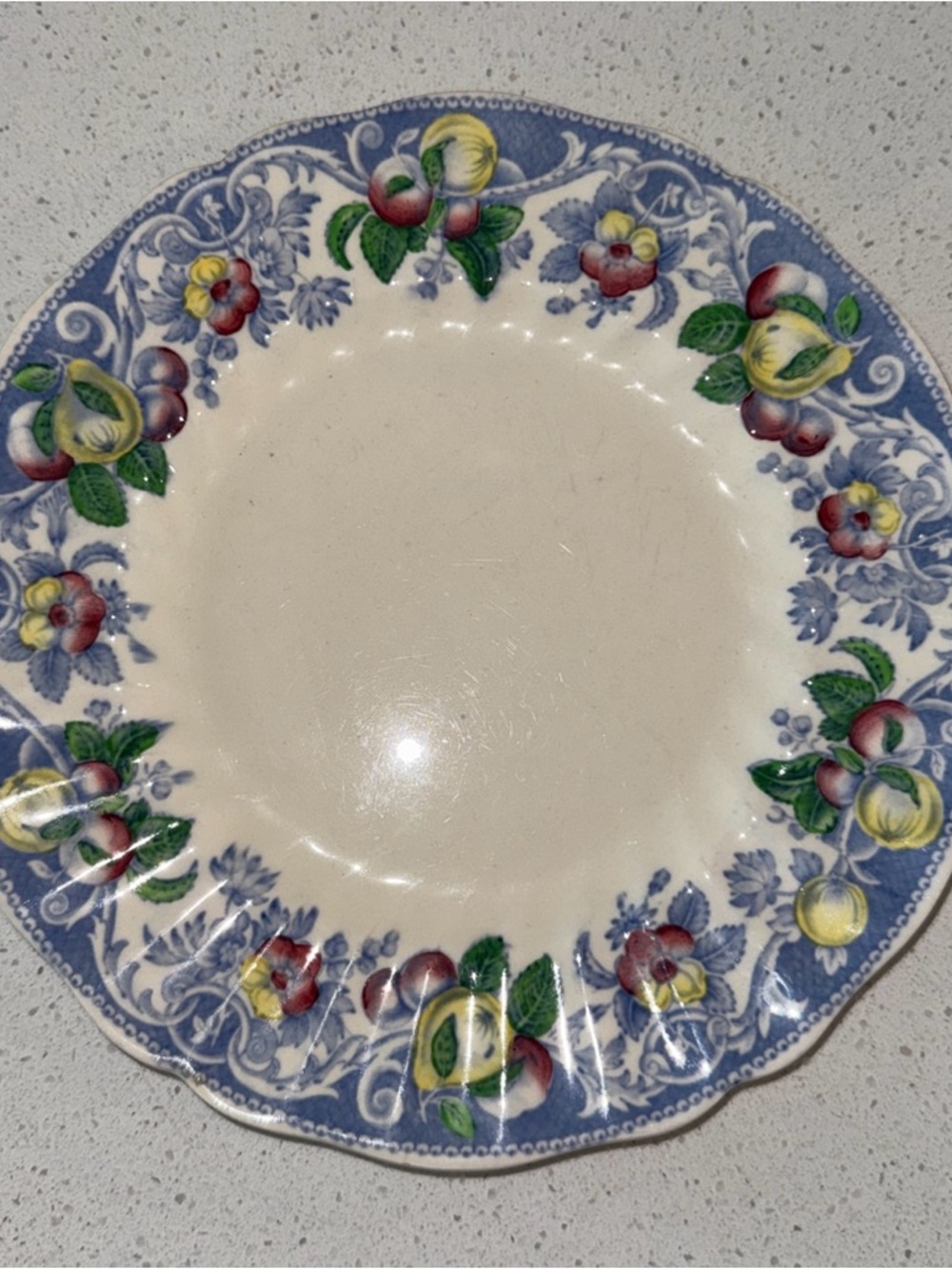Vintage Royal Doulton Pomeroy Plate D5472 | Blue Multicolor Fruit 9.25” |